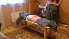 Russian Mother Spanking Her Slender Son