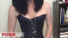 Camgirl Spanking Herself In Black Corset Until She Uses Hitachi And Toy On Webcam.