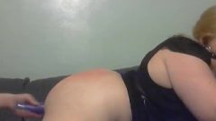 Elle Moon BBW Spanking And Rubber Toy Ruined On Couch