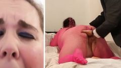 Gagged And Handcuffed Slut In Fishnet Is Spanked And Used As A Fucktoy